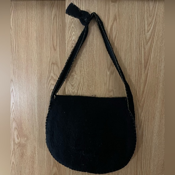 Ethnic Nepal Felted 100% Wool Floral Large Bag Tote - Picture 9 of 9